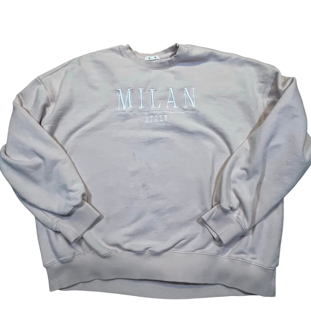 Garage Milan Italy Crewneck Sweatshirt Womens G/L‎ Soft Pink Cozy Pullover